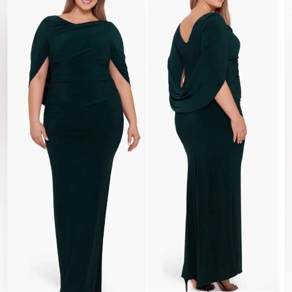 NWT Drape Back Column Gown Betsy & Adam SIZE 22 WIDE - Picture 1 of 9